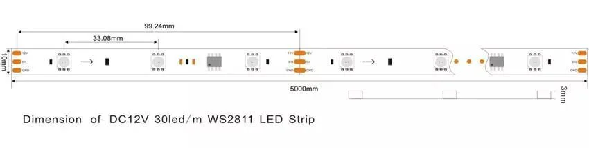 DC12V/24V 30 60LED/M Sm16703/Ws2811/Ucs1903 Addressable LED Strip RGB LED Strip for Indoor and Outdoor Lighting