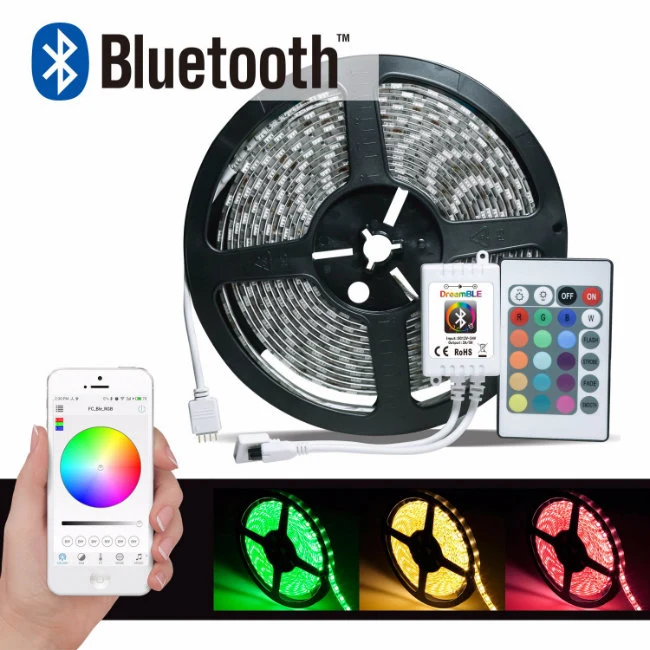 5050/3528 RGB WiFi/Bluetooth Strip Smartphone Controlled LED Strip Light Kit