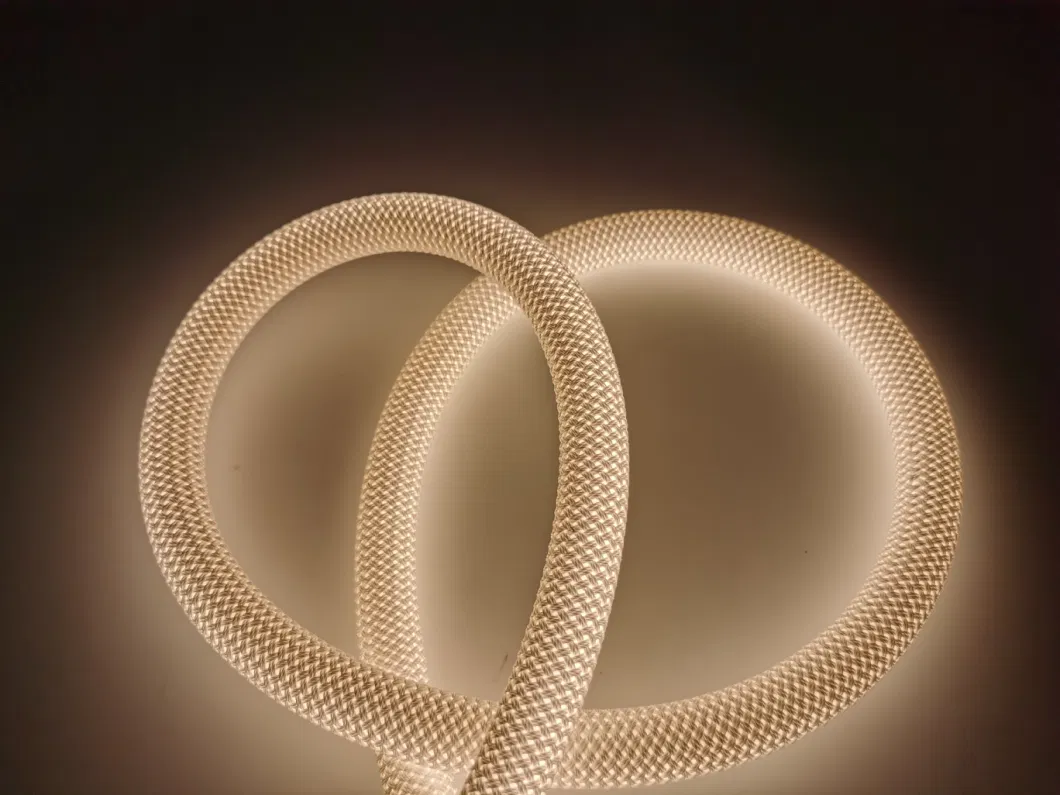 New Product a Woven Cover on Top of The Tubing 360 Degree Emitting Silicone Round LED Neon Strip Light