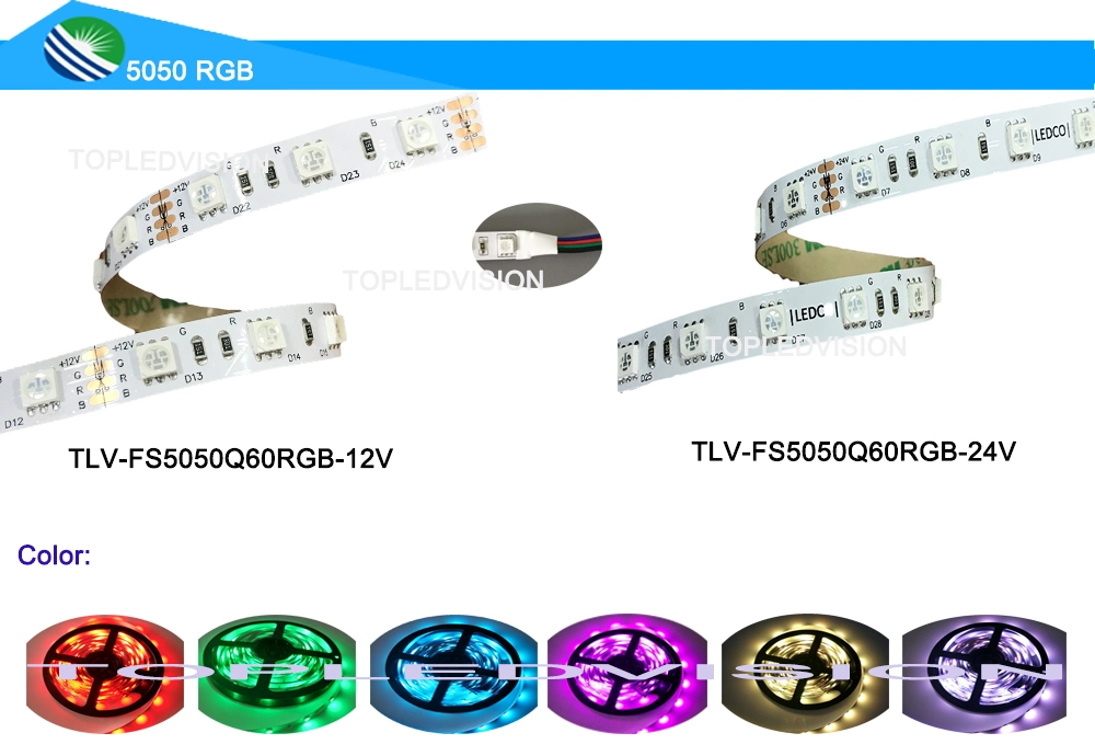 LED Strip 5050 RGB Color with 60LEDs/M for Christmas Lighting