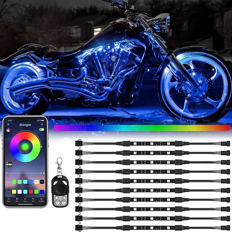 Durable 12V All Color SMD5050 Flexible LED Strips Cruisers Motorcycles LED Lights 15 Color Kit with Remote Controller