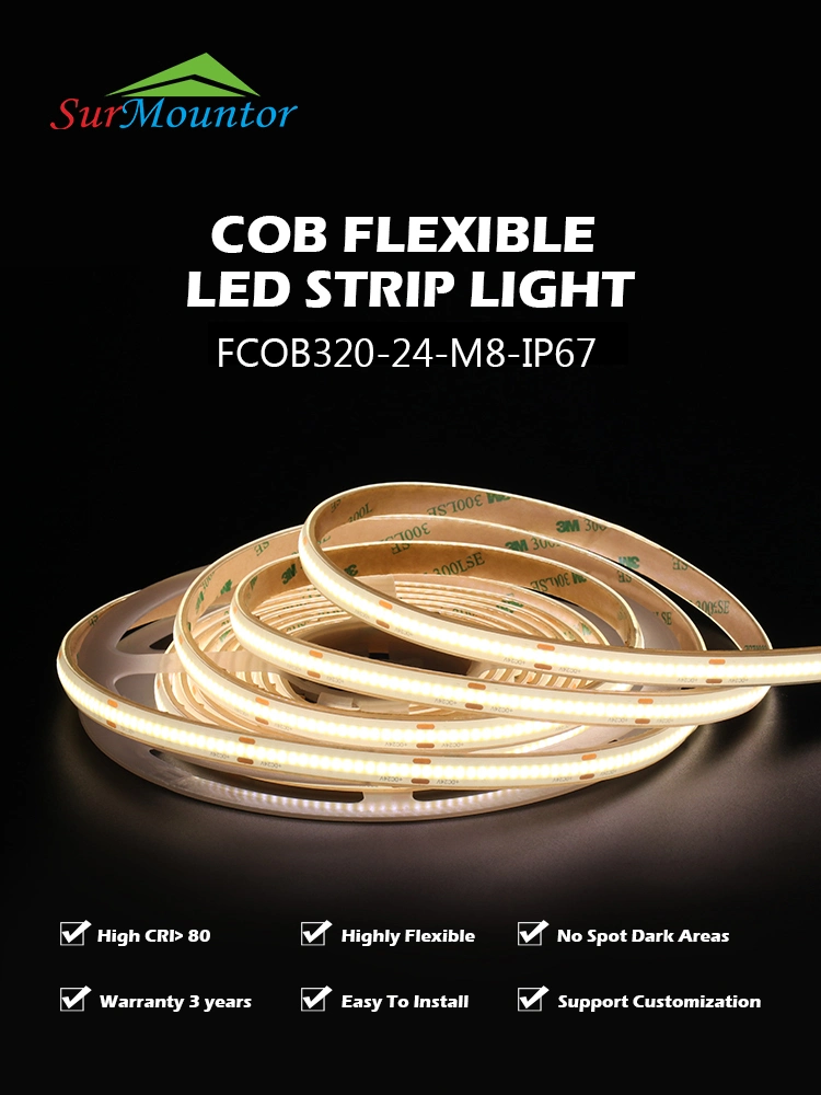 High Quality Custom 12V 24V Flexible LED Rope COB LED Strip Light